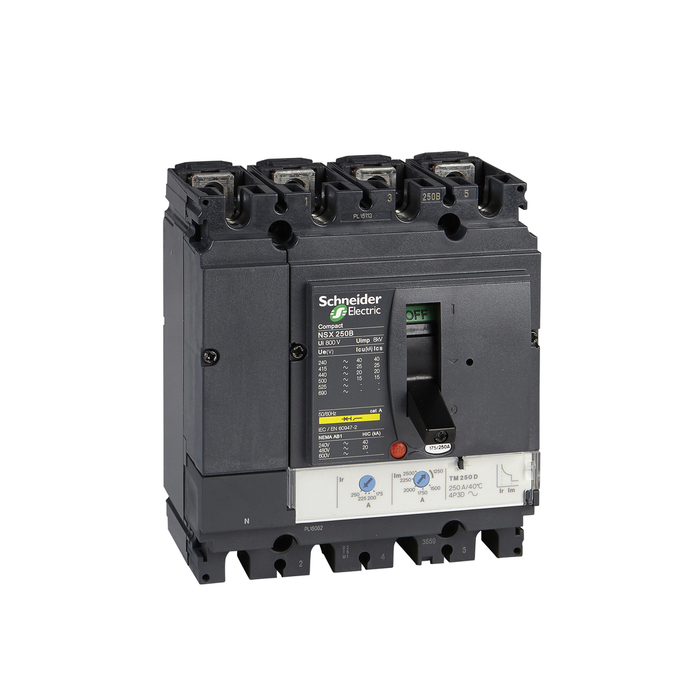 LV430320 - Circuit breaker, ComPact NSX160B, 25kA/415VAC, TMD trip unit 160A, 4 poles 3d