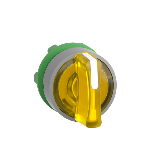 ZB5AK1383C0 - Cabezal para selector iluminado, Harmony XB5, bisel gris, mango amarillo, 22 mm, LED universal, 3 posiciones