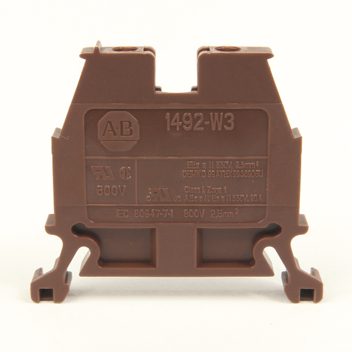 1492-W3-BL - 1492-W IEC Terminal Block, Space-Saver Feed-Through Blocks, 2.5 mm (# 24 AWG - # 12 AWG), Single-circuit terminal block, Black (Qty. 50)