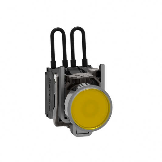 XB4BW28G5 - Luz piloto de prueba, Harmony XB4, metal, ámbar, LED universal, terminales de abrazadera de tornillo, 110...120 V