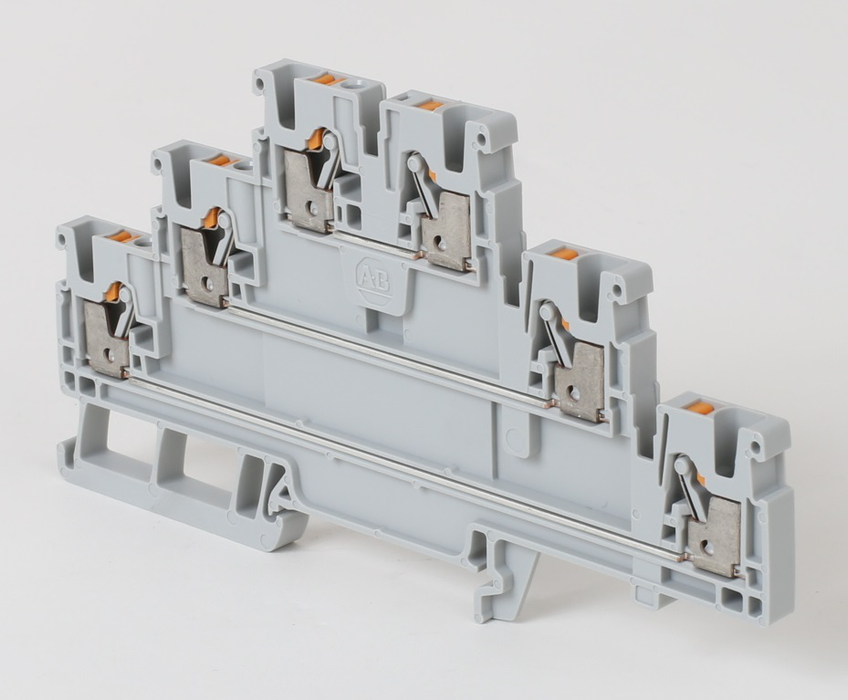 1492-PT3 - 1492-P Push-in Terminal Blocks, 2.5 mm² (AWG 28 - AWG 12), 20 A, Feed-Through, Multi-Level, 1 Point On Each Side Per Circuit