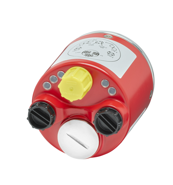 843ES-MIP16BA4 - 843ES CIP Safety Encoders, Multi-turn (4096 turns), Solid shaft 3/8 in, M12 connector, 32,768 (15 bit) safety and 262,144 (18 bit) standard steps per revolution, 58 mm synchro flange