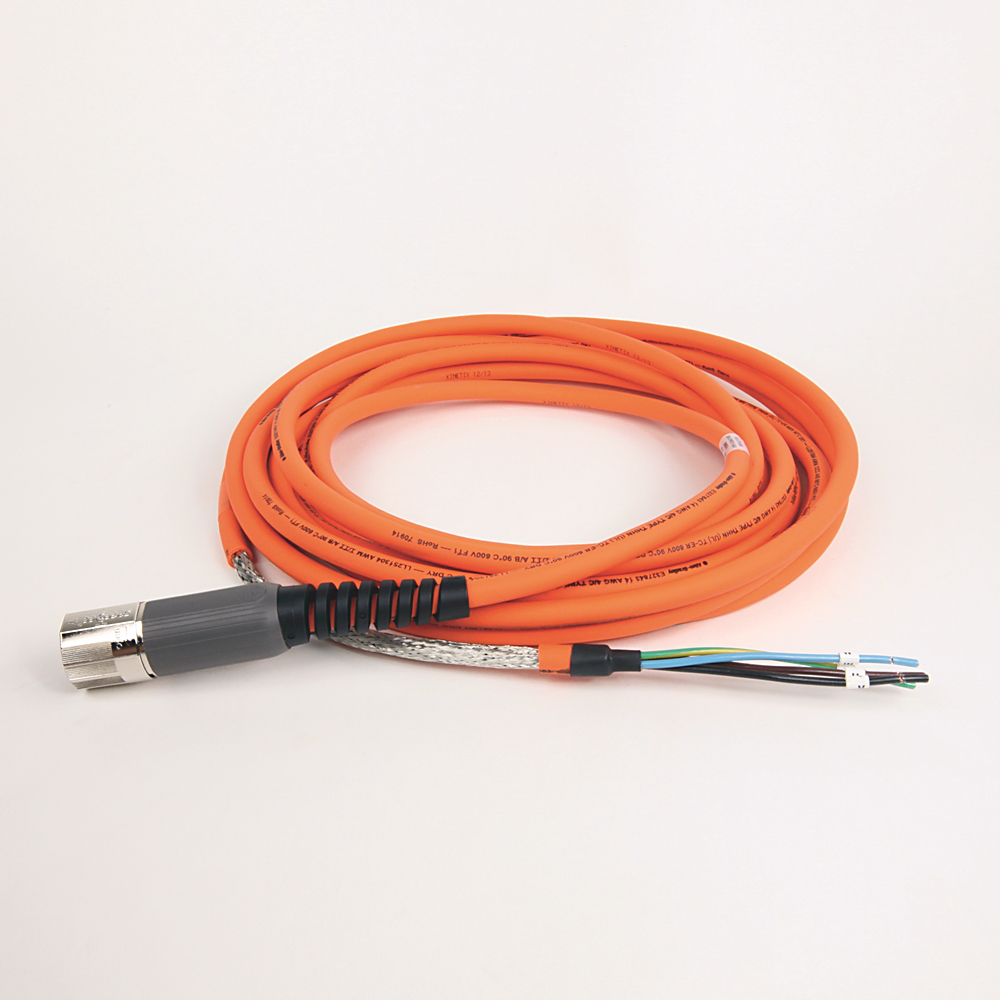 2090-CPWM7DF-14AA07 - SpeedTEC Cable, Motor Power Only, SpeedTec DIN Connector, Drive-end, Flying-lead, 14 AWG, Standard (Non-Flex), 7 Meters