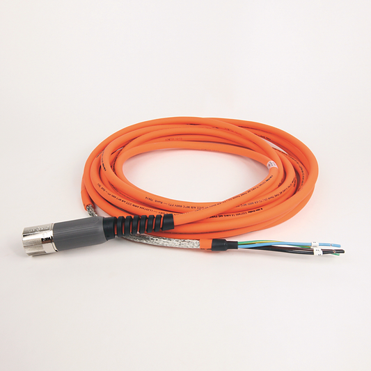 2090-CPWM7DF-14AA07 - SpeedTEC Cable, Motor Power Only, SpeedTec DIN Connector, Drive-end, Flying-lead, 14 AWG, Standard (Non-Flex), 7 Meters