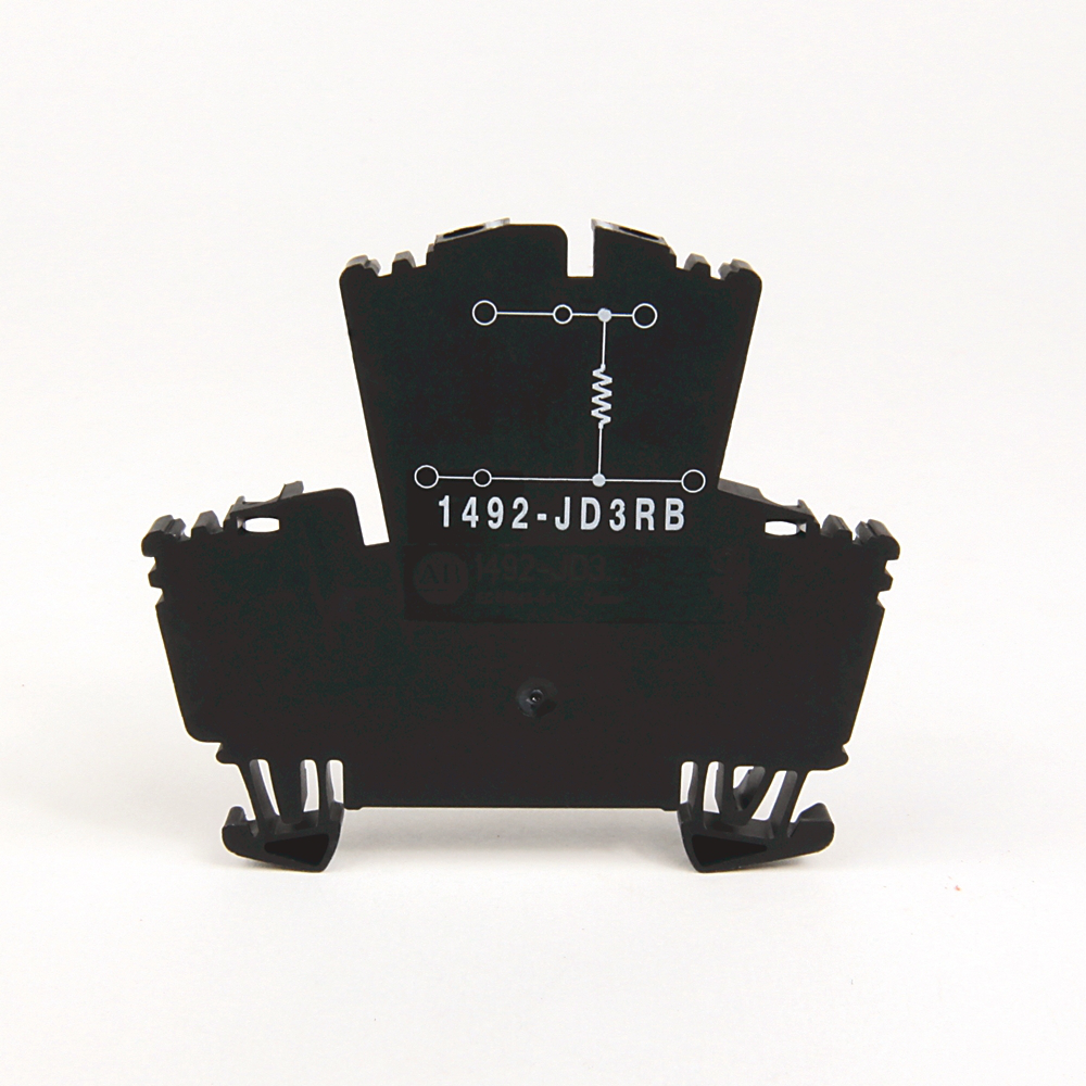 1492-JD3RB153 - Bloque de terminales IEC 1492-J, bloque de paso de dos circuitos, 2,5 mm (# 24 AWG - # 12 AWG), bloque de dos niveles con un valor de resistencia seleccionable entre los 2 niveles, gris (estándar), resistencia de 15 kOhm
