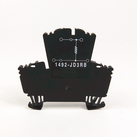 1492-JD3RB153 - Bloque de terminales IEC 1492-J, bloque de paso de dos circuitos, 2,5 mm (# 24 AWG - # 12 AWG), bloque de dos niveles con un valor de resistencia seleccionable entre los 2 niveles, gris (estándar), resistencia de 15 kOhm