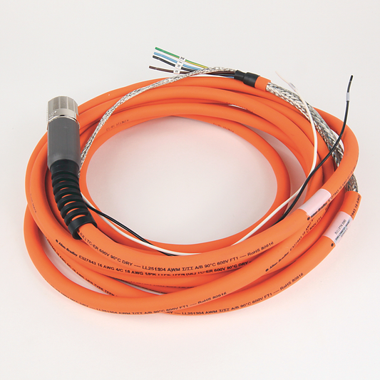 Cable SpeedTEC, alimentación de motor con cables de freno, conector DIN SpeedTec, extremo de accionamiento, cable libre, 16 AWG, estándar (no flexible), 7 metros