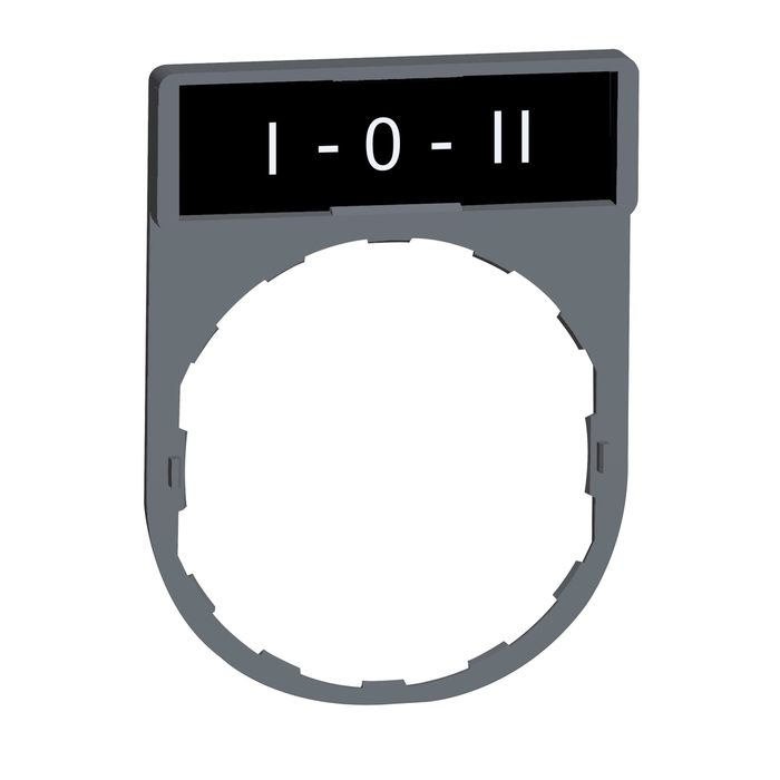 ZBY2186C0 - Legend holder, Harmony XB5, 30 x 40mm, grey bezel, 8 x 27mm legend, marked I-O-II