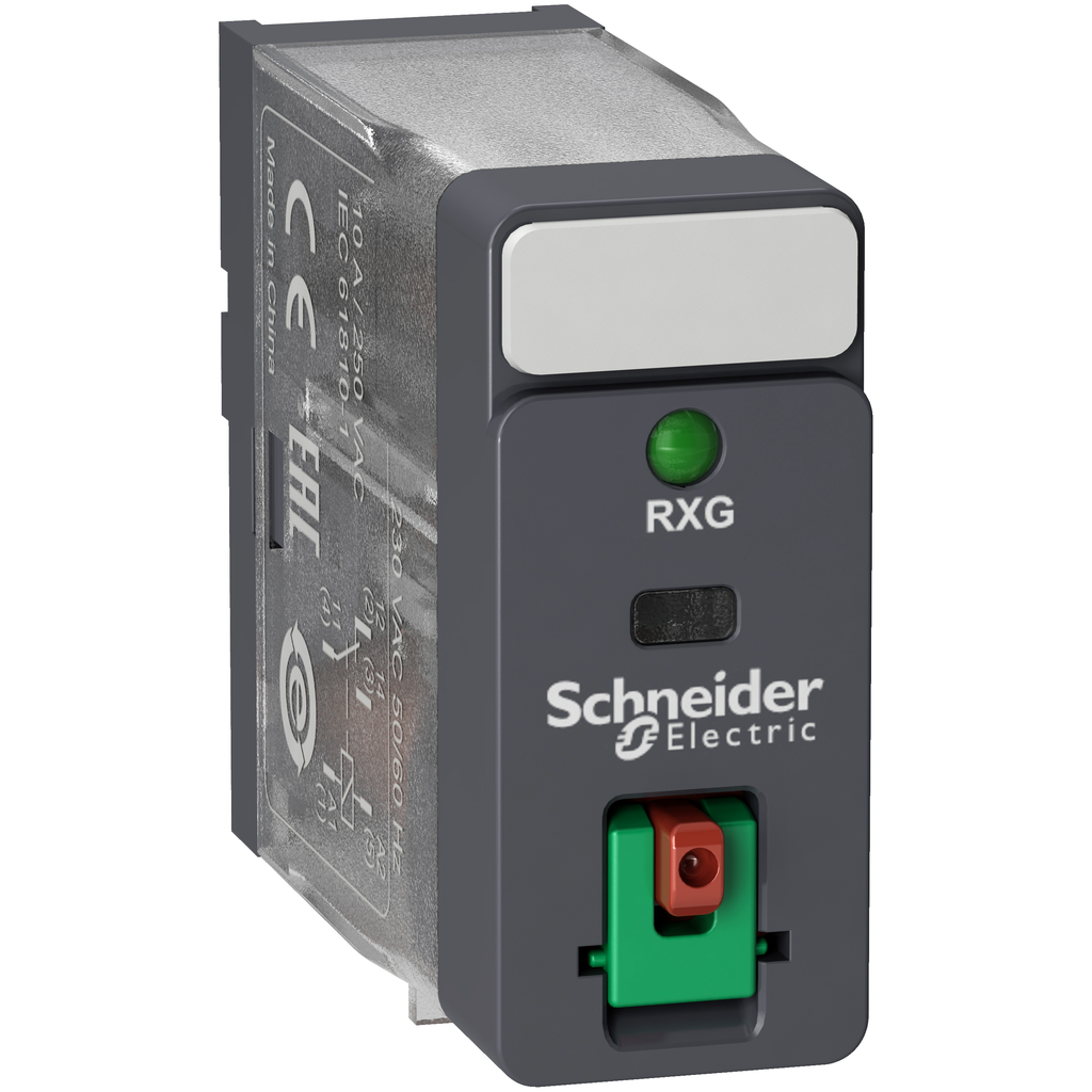 RXG12E7 - interface plug in relay, Harmony Electromechanical Relays, 10A, 1CO, with LED, lockable test button, 48V AC