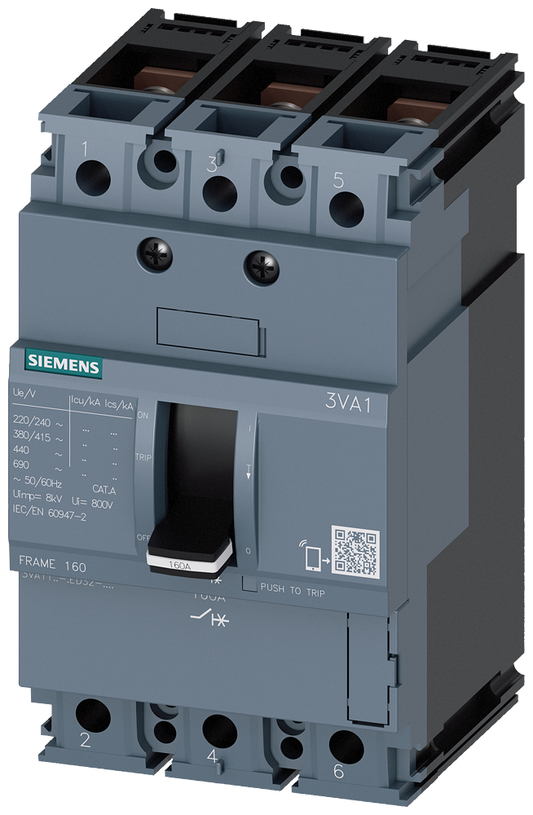 3VA1116-6ED32-0AA0 - BRKR 3VA11 3P 160A 70KA FTFM TUERCA