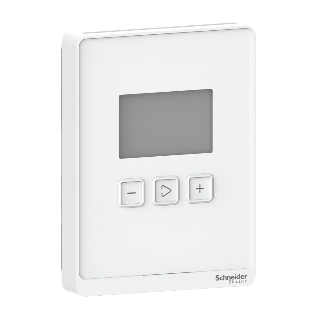SLPWLCVX - Sensor, serie SpaceLogic SLP, ambiente, CO2, COV, temperatura, LCD segmentado, salidas BACnet MSTP/Modbus, carcasa blanca óptima