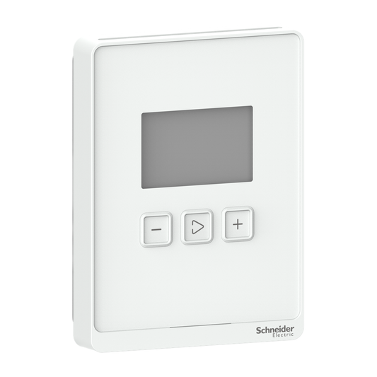 SLPWLCVX - Sensor, serie SpaceLogic SLP, ambiente, CO2, COV, temperatura, LCD segmentado, salidas BACnet MSTP/Modbus, carcasa blanca óptima