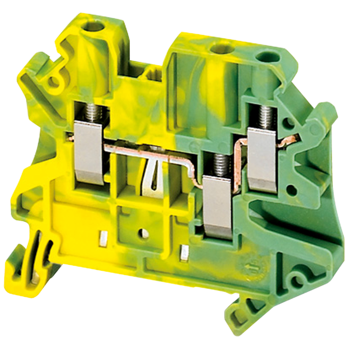 NSYTRV43PE - Terminal Blocks, Linergy, ground block, screw termination, 3 points, 26AWG to 10AWG, green/yellow