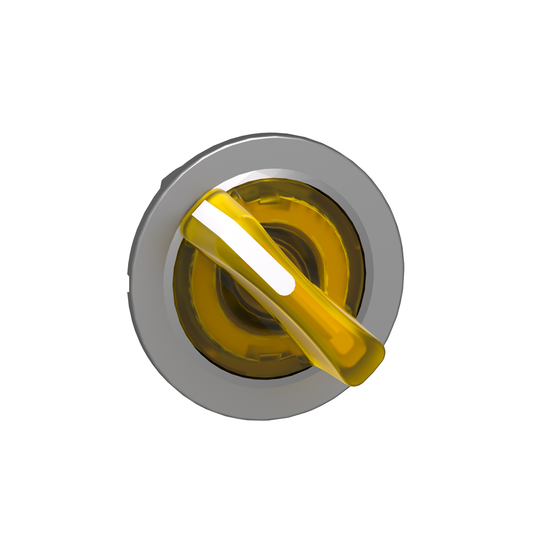ZB4FK1283 - Head for illuminated selector switch, Harmony XB4, metal, yellow handle, 30mm, universal LED, 2 positions, stay put
