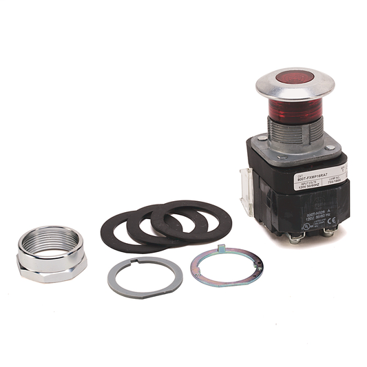 800T-FXMP16GA7 - 30.5mm Type 4/13 3 Pos Push-Pull PB-Illum., OUT/CNTR/IN-Mom/Maint/Maint, Green, Mushrm Hd, Incand., 120V AC 50/60 Hz, 1 NCLB-1 NC