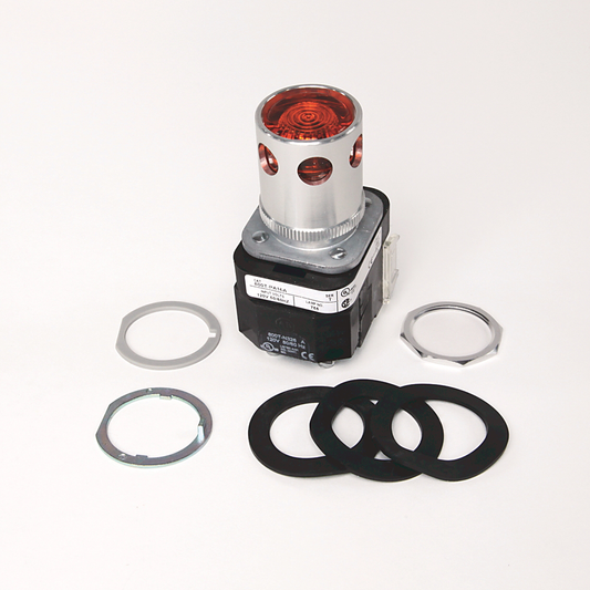 800T-PAH16AA2 - 30.5mm Type 4/13 Mom. Contact PB-Illum., Amber, Ext. Hd w/ Guard, LED, 120V AC 50/60 Hz, 2 NO