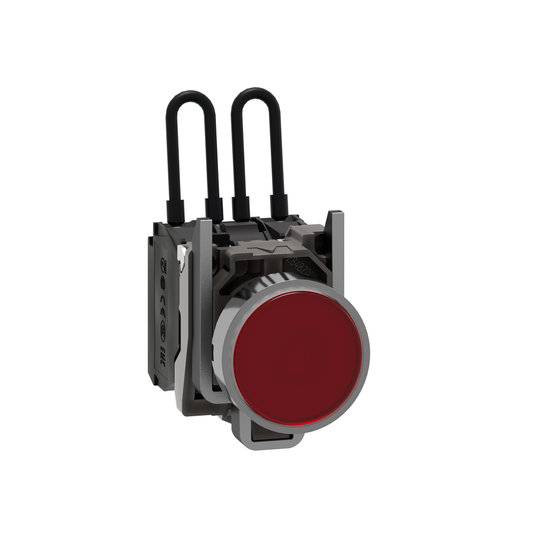 XB4BW24G5 - Luz piloto de prueba, Harmony XB4, metal, rojo, LED universal, terminales de abrazadera de tornillo, 110...120 V