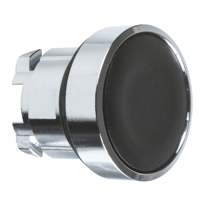 ZB4BH02 - Push button head, Harmony XB4, metal, black, flush, 22mm, push-push, unmarked