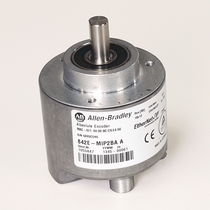 842E-MIP2BA - 842E EtherNet/IP Multi-Turn Encoders, Multi-turn (4096 turns), Solid shaft 3/8 in with flat, M12 connector, 262,144 (18 bit) steps per revolution