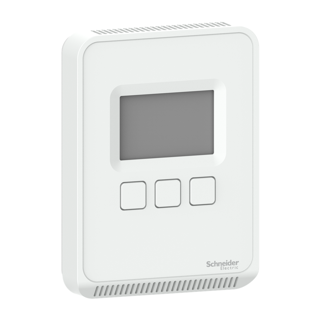 SLPSLC2 - Sensor, serie SpaceLogic SLP, ambiente, CO2, humedad, temperatura, LCD segmentado, salidas BACnet MSTP/Modbus, carcasa blanca mate