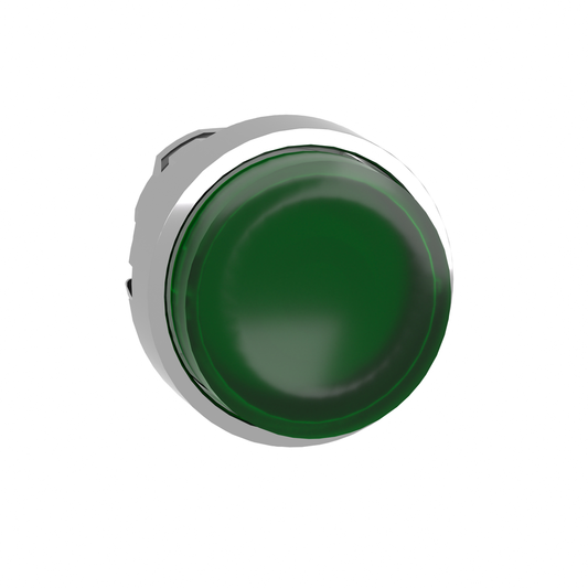 Cabezal para pulsador iluminado, Harmony XB4, metal, saliente verde, 22 mm, pulsador-pulsador, LED universal, sin marcar (Cantidad 100)