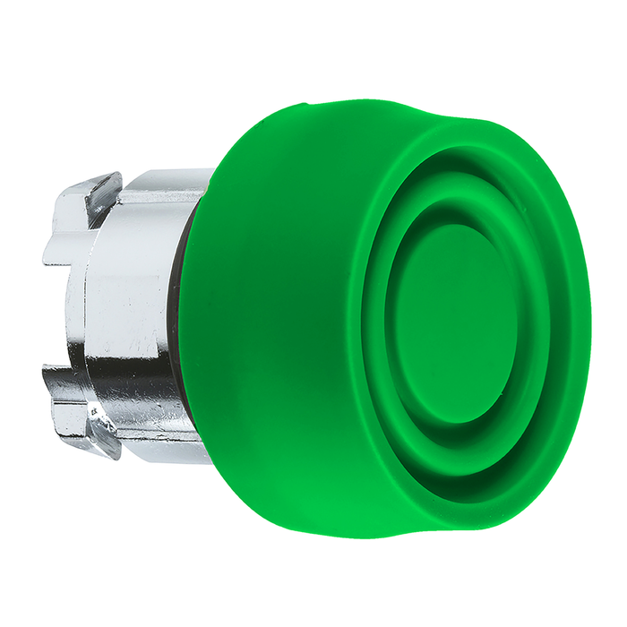 ZB4BP3S - Push button head, Harmony XB4, metal, flush, green, 22mm, spring return, coloured boot, unmarked