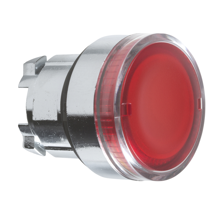 ZB4BW34 - Illuminated push button head, Harmony XB4, metal, flush, red, 22mm, spring return, plain lens for BA9s bulb