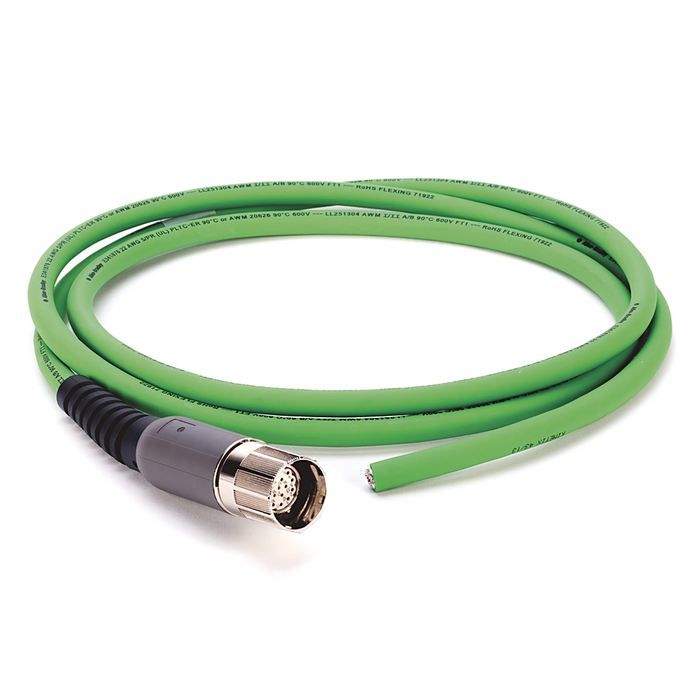 2090-CFBM7DF-CEAF50 - SpeedTEC Cable, Motor Feedback Only, SpeedTec DIN Connector, Drive-end, Flying-lead, SIN/COS High-Resolution/Resolver Encoder Type, Continuous-Flex, 50 Meters