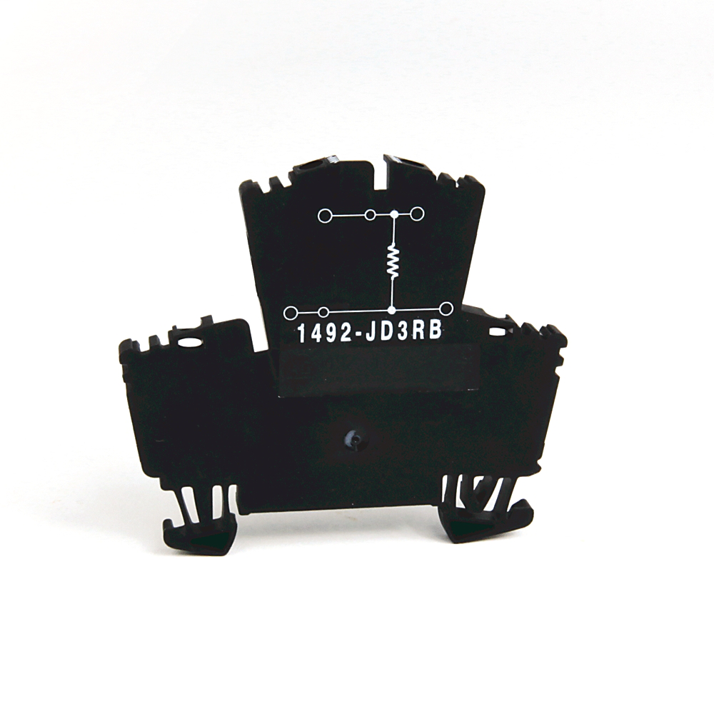 1492-JD3RB332 - 1492-J IEC Terminal Block, Two-Circuit Feed-Through Block, 2.5 mm (# 24 AWG - # 12 AWG), Two level block with a selectable resistor value between the 2 levels, Gray (Standard), 3300 Ohm Resistance