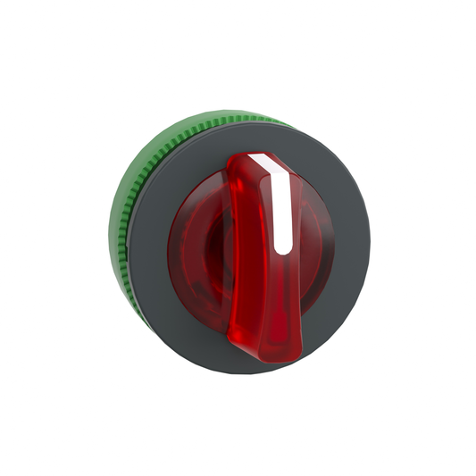 ZB5FK1743 - Cabezal para selector iluminado, Harmony XB5, plástico, mango rojo, LED universal, 3 posiciones, de izquierda a centro