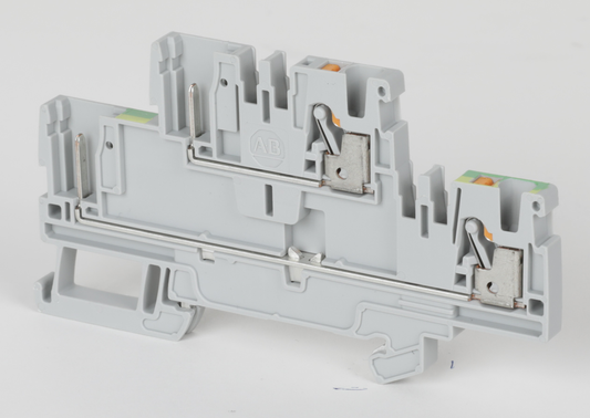 1492-PDG32P - Bloques de terminales a presión 1492-P, 2,5 mm² (AWG 28 - AWG 12), 20 A, bloque de conexión a tierra y paso, multinivel, 2 conectores flexibles, 1 punto en el otro lado por circuito (cantidad: 50)