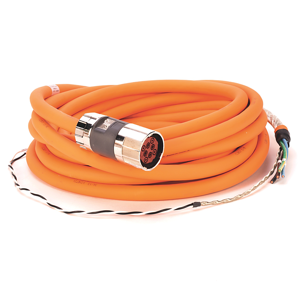 2090-CPBM7DF-10AF02 - SpeedTEC Cable, Motor Power With Brake Wires, SpeedTec DIN Connector, Drive-end, Flying-lead, 10 AWG, Continuous-Flex, 2 Meters