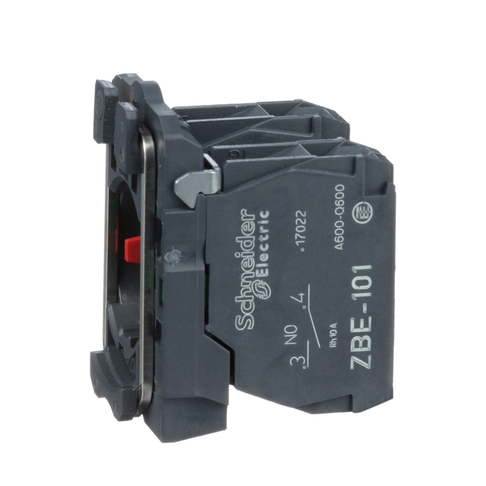 ZB5AZ105 - Harmony, 22mm Push Button, XB5A operators, contact block, with mounting collar, 1 NO and 1 NC, screw clamp terminal