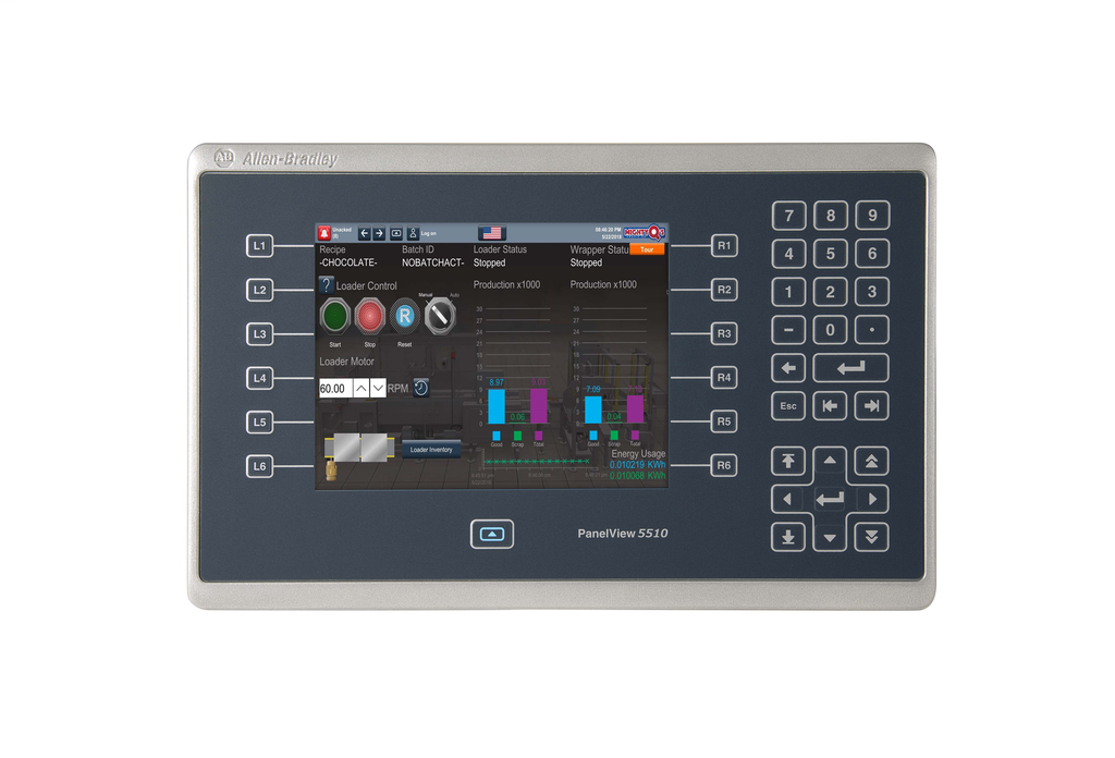 2715P-B10CD - PanelView 5510, 10 inch Graphic Terminal, Keypad,Color, DC Power Input, Branded