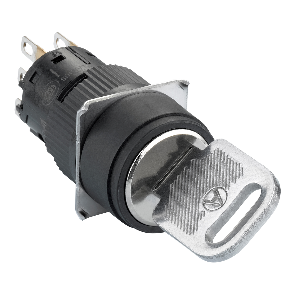XB6EAG221P - Selector monolítico, Harmony XB6E, llave redonda negra, 16 mm, 2 posiciones, cerradura saliente, fijación, 1CO, llave 132