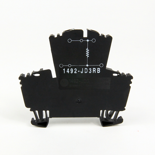 1492-JD3RB222 - 1492-J IEC Terminal Block, Two-Circuit Feed-Through Block, 2.5 mm (# 24 AWG - # 12 AWG), Two level block with a selectable resistor value between the 2 levels, Gray (Standard), 2200 Ohm Resistance