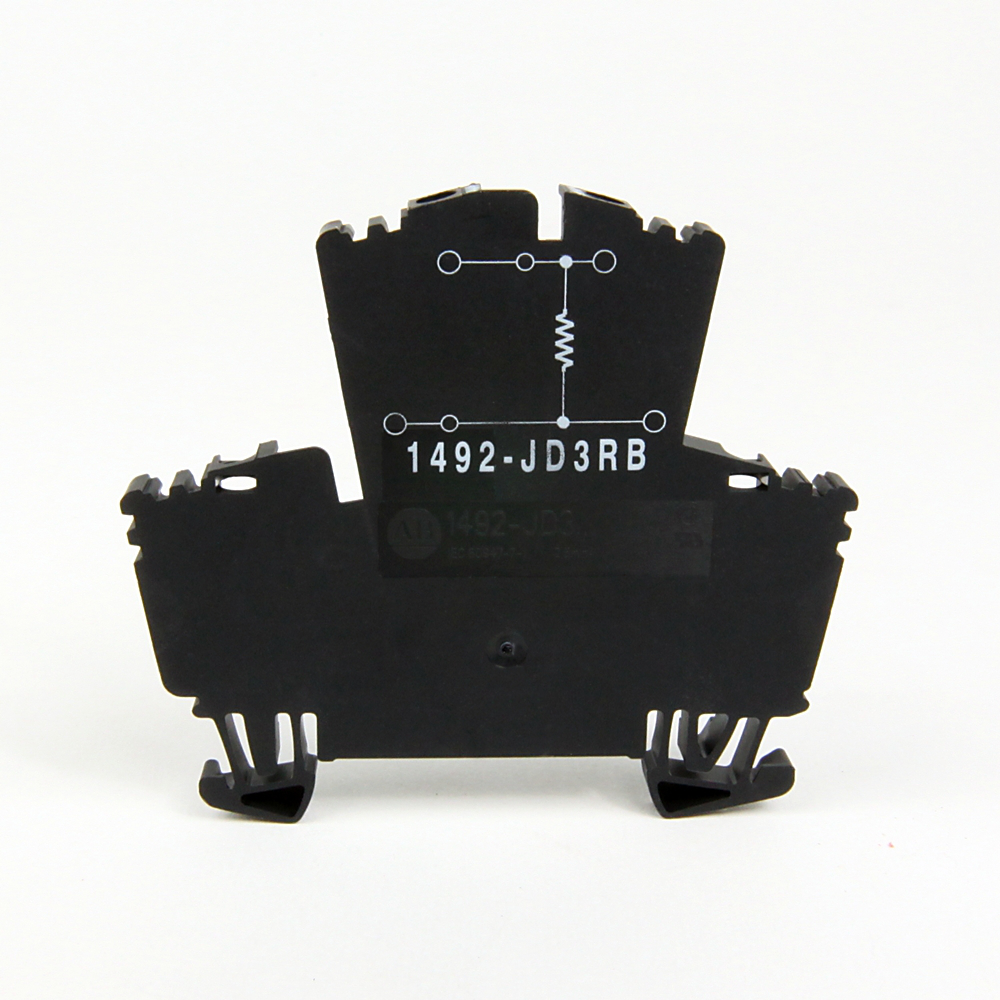 1492-JD3RB202 - Bloque de terminales IEC 1492-J, bloque de paso de dos circuitos, 2,5 mm (# 24 AWG - # 12 AWG), bloque de dos niveles con un valor de resistencia seleccionable entre los 2 niveles, gris (estándar), resistencia de 2000 ohmios