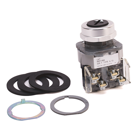 800T-H8A - Interruptor selector de 2 posiciones, tipo 4/13, 30,5 mm, sin iluminación, blanco, ranura para monedas, retorno por resorte desde/hacia la derecha, 1 NA-1 NC