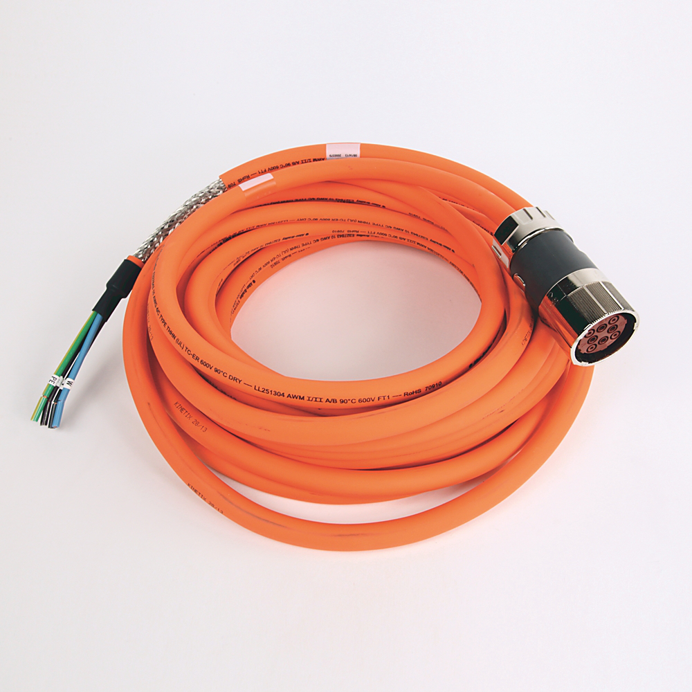 2090-CPWM7DF-10AA12 - SpeedTEC Cable, Motor Power Only, SpeedTec DIN Connector, Drive-end, Flying-lead, 10 AWG, Standard (Non-Flex), 12 Meters