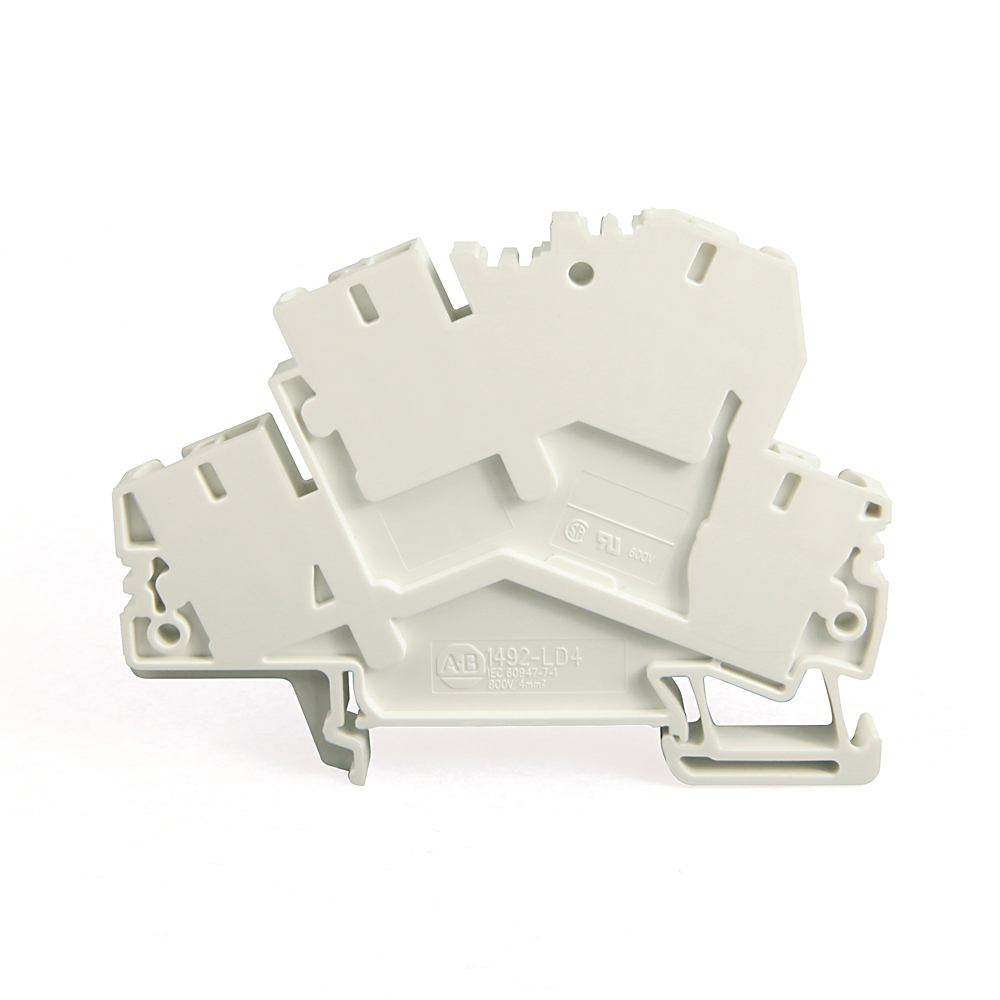 1492-LD4 - Bloque de terminales de abrazadera de resorte, bloque de paso de dos circuitos, 4 mm (calibre 22-10 AWG) o 2,5 mm (calibre 22-12 AWG), paso estándar, gris (estándar)