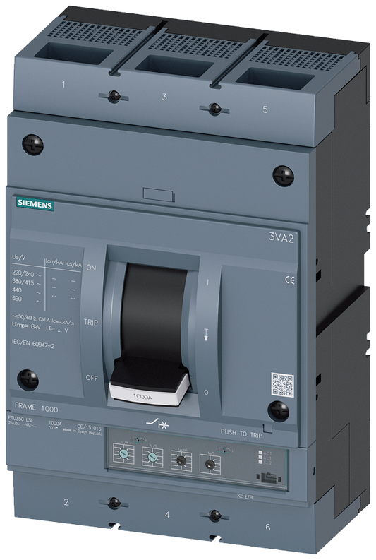 3VA2580-7HN32-0AA0 - BRKR 3VA25 3P 800A 110KA ETU3-LSI TUERCA