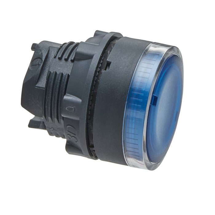 ZB5AW36 - Head for illuminated push button, Harmony XB5, blue flush, 22mm, BA9s bulb, spring return, unmarked