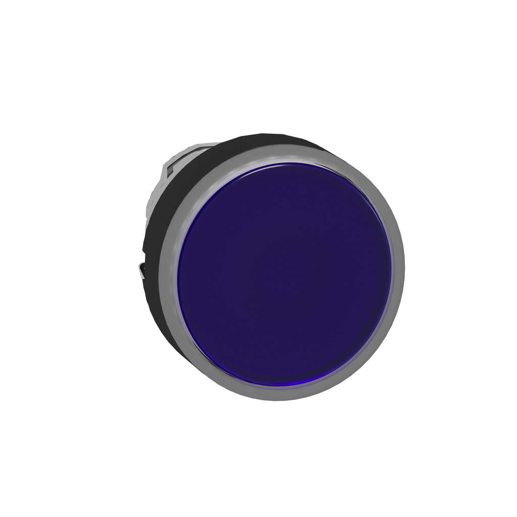 ZB4BW3637 - Cabezal para pulsador iluminado, Harmony XB4, azul empotrado, 22 mm, LED universal, retorno por resorte, liso, sin marcar