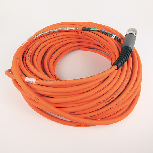 2090-CPBM7DF-16AA40 - SpeedTEC Cable, Motor Power With Brake Wires, SpeedTec DIN Connector, Drive-end, Flying-lead, 16 AWG, Standard (Non-Flex), 40 Meters