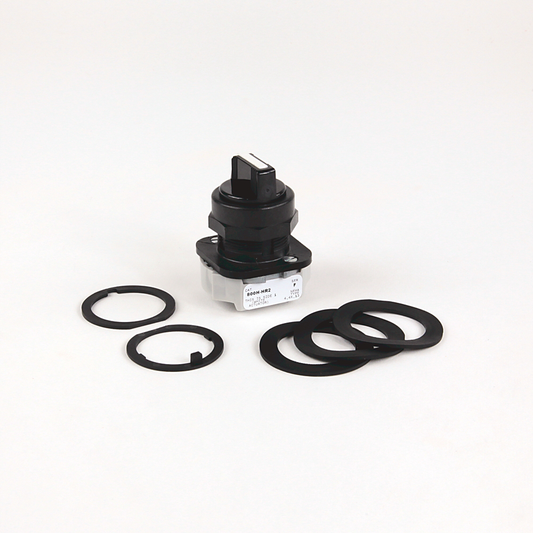 800H-HRX2 - Interruptor de selección de 2 posiciones, tipo 4/4X/13, 30,5 mm, sin iluminación, paquete de insertos de color, mantenimiento estándar mediante perilla, sin contactos