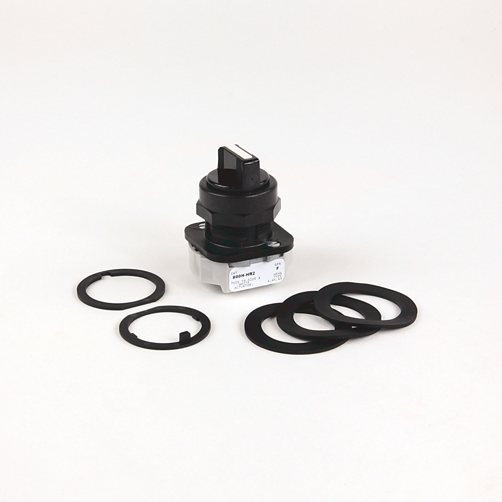 800H-HRX2D1 - Interruptor de selección de 2 posiciones, tipo 4/4X/13, 30,5 mm, sin iluminación, paquete de insertos de color, mantenimiento de perilla estándar, 1 NA