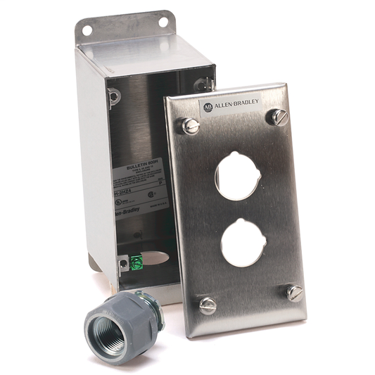 800H-2HZ4M1 - Accesorios para 800T y 800H, caja de pulsador, acero inoxidable (#304), 2 orificios con cubos de 2 3/4 pulg. de diámetro, tipo 4/4X/13