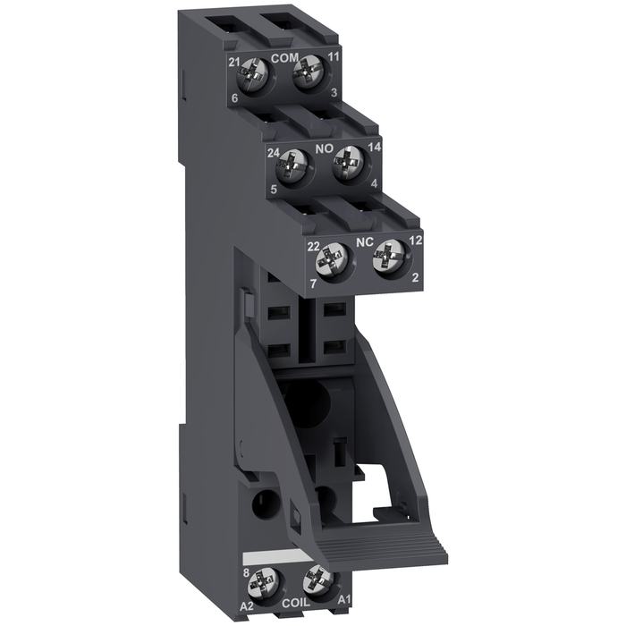 RGZE1S48M - Socket with clamp, Harmony, for RXG2 relays, 5A, screw connectors, separate contact