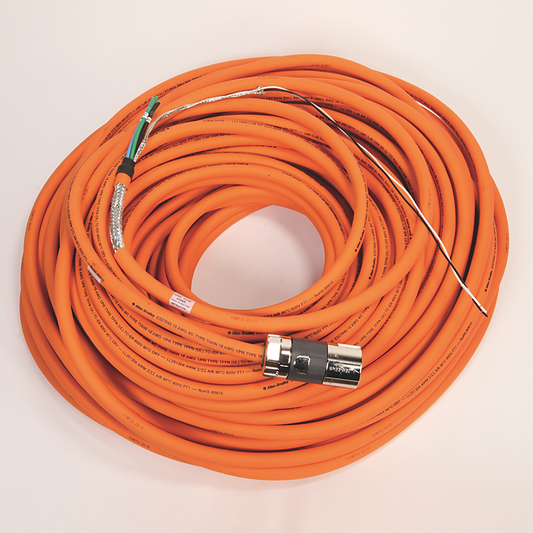 2090-CPBM7DF-10AA60 - SpeedTEC Cable, Motor Power With Brake Wires, SpeedTec DIN Connector, Drive-end, Flying-lead, 10 AWG, Standard (Non-Flex), 60 Meters
