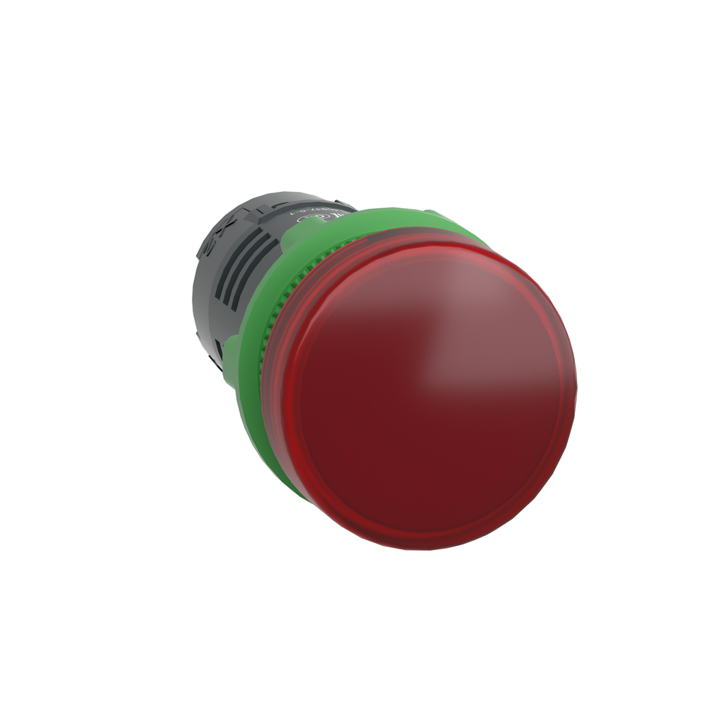 XB5EVG4 - Luz piloto monolítica, Harmony XB5, plástico gris, rojo, 22 mm, LED universal, lente plana, 110…120 V CA